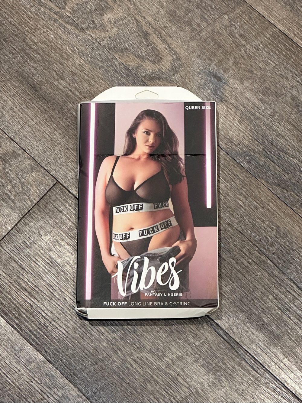Fantasy Lingerie Vibes “F*** Off” Long Line Bra and G-String Queen Size NWT